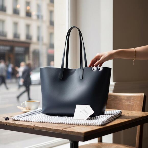 Anya Hindmarch Ebury Eyes Tote Bag in Navy Leather NWT - Picture 2 of 13